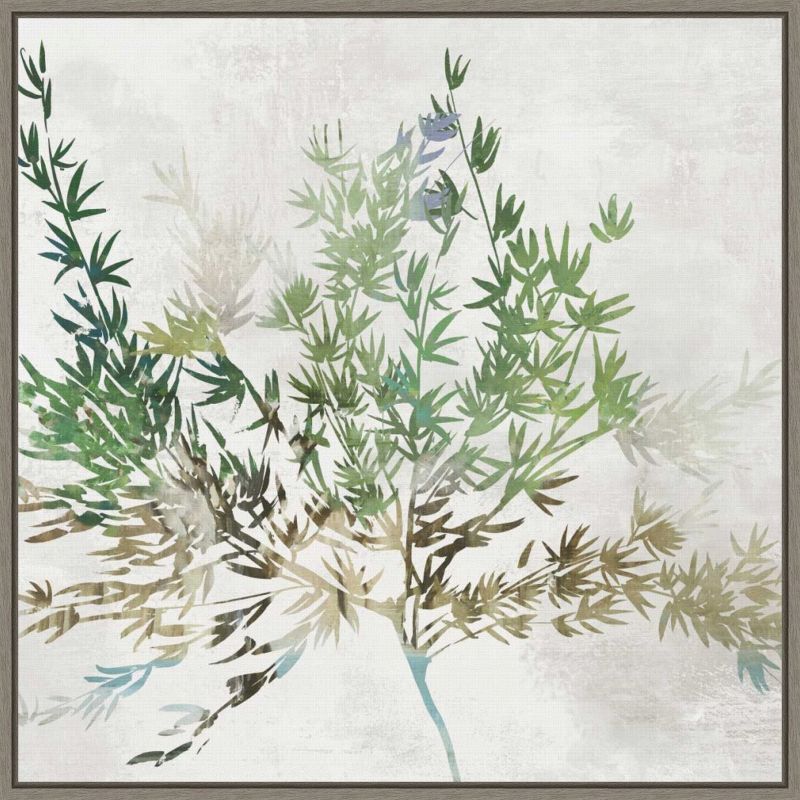 Earth Tones Botanical Canvas Print with Olive Branches, 22 x 22 inches