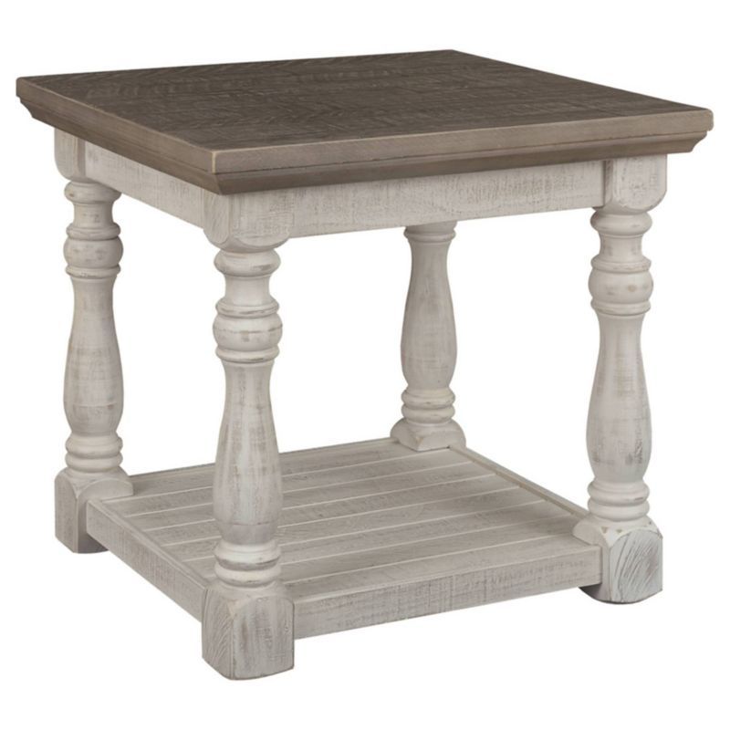 Modern Gray & White Rustic Wood Square End Table