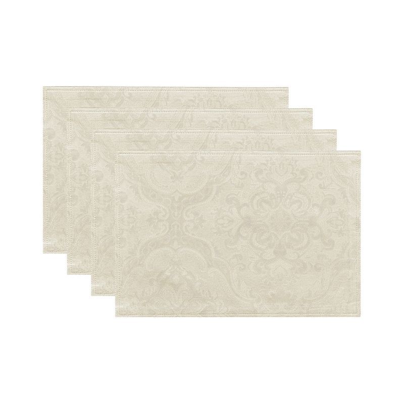 Ivory Jacquard Damask Rectangular Placemats, Set of 4