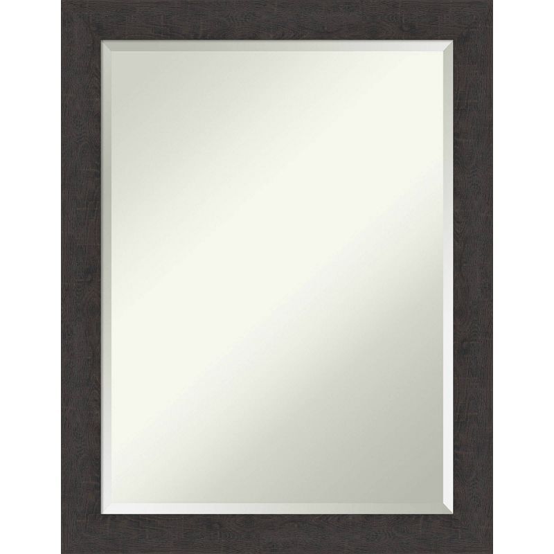 Espresso Rustic Plank 34" Woodgrain Textured Wall Mirror