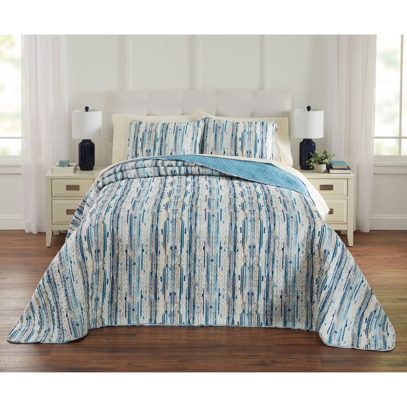 Sky Gradient Blue Reversible Queen Bedspread Set