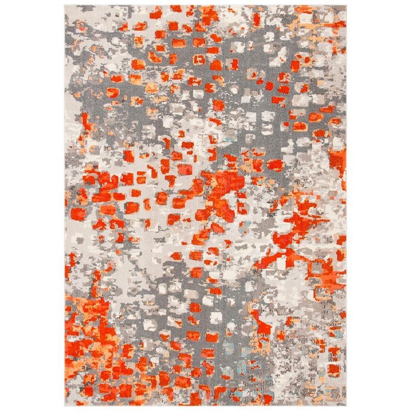 Grey and Orange 10' x 14' Reversible Synthetic Area Rug