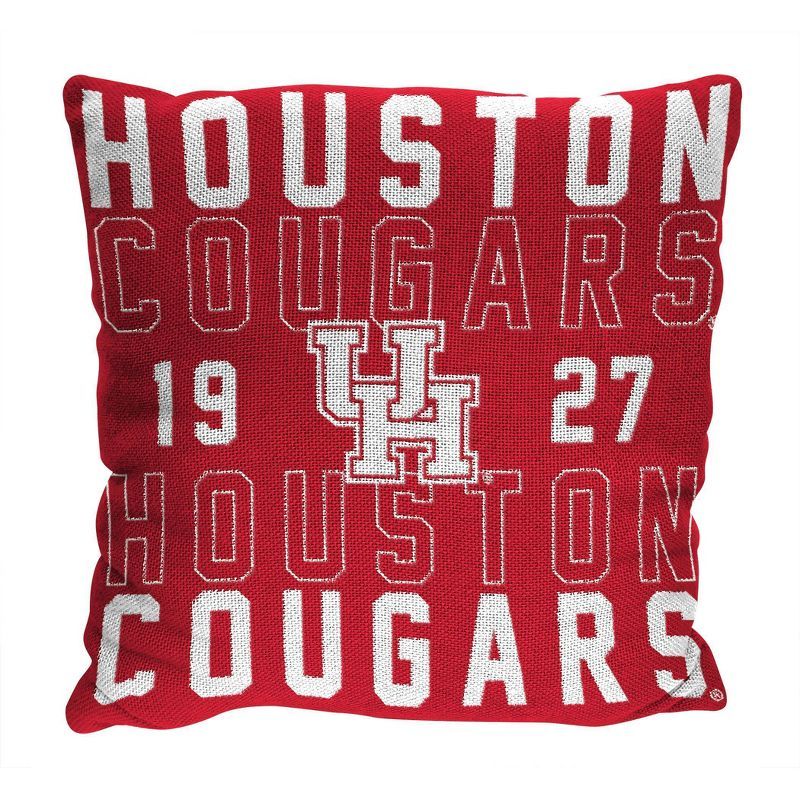 Houston Cougars Red and White Woven Square Pillow