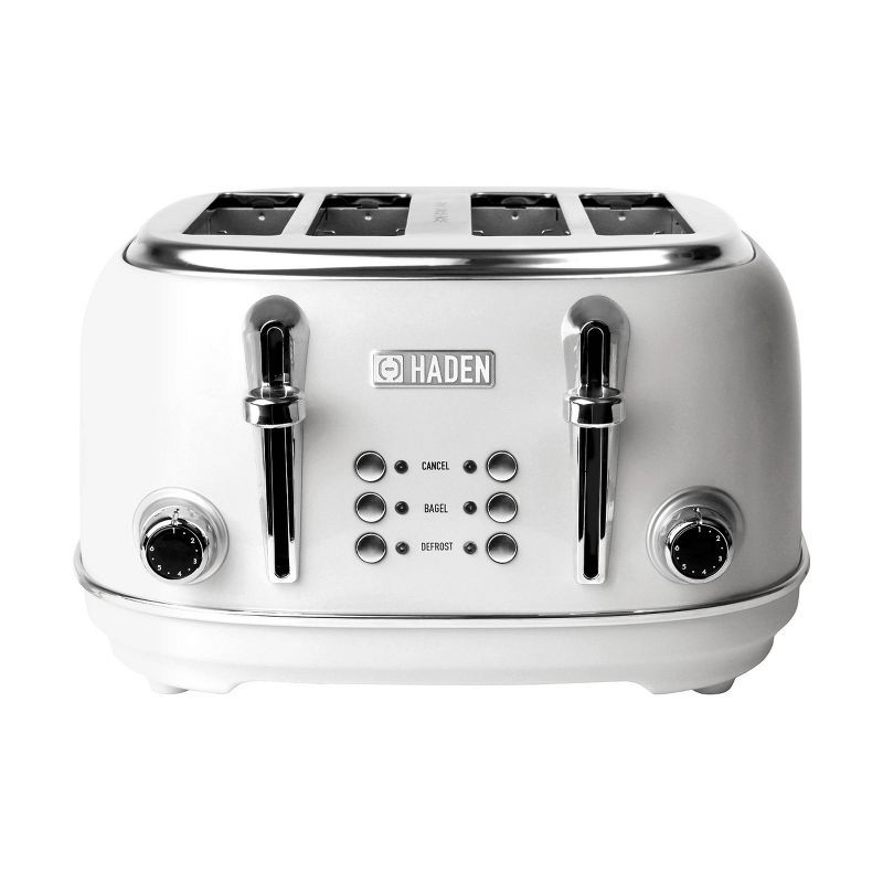 Ivory 4-Slice Wide Slot Stainless Steel Toaster with Crumb Tray