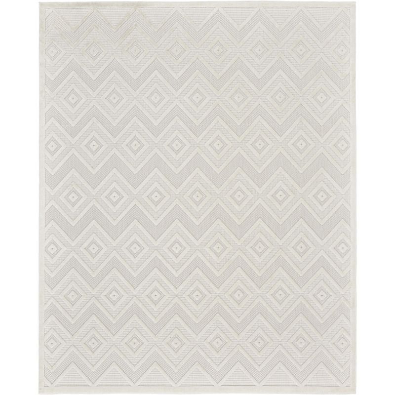 Ivory Diamond Easy-Care 9' x 12' Synthetic Indoor/Outdoor Rug