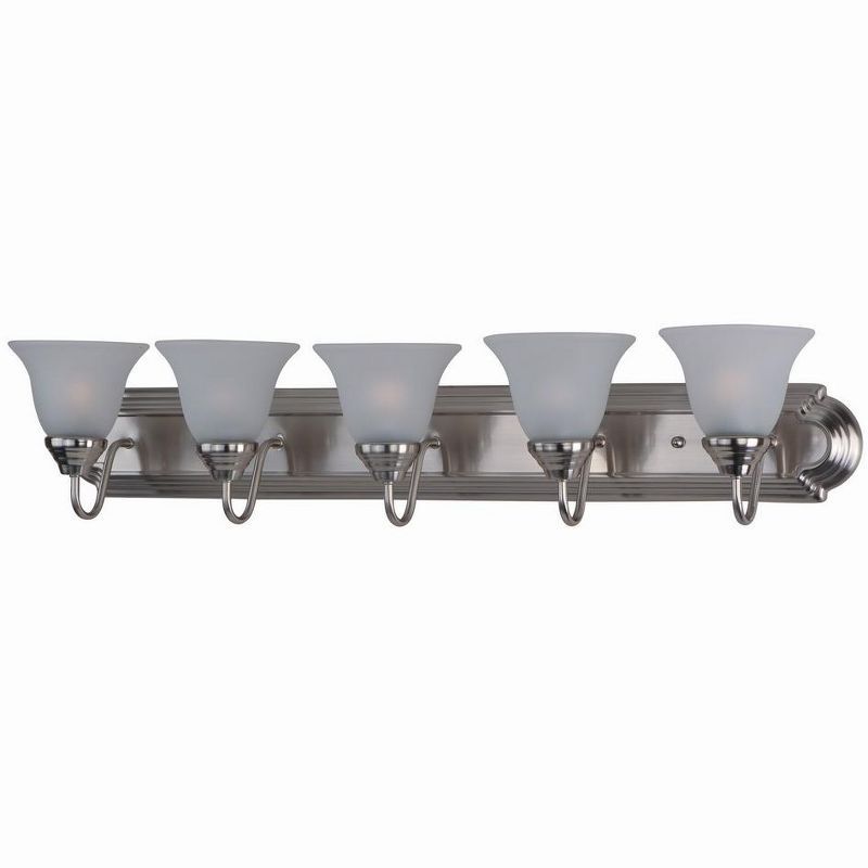 Satin Nickel 36" Frosted Glass 5-Light Vanity Fixture
