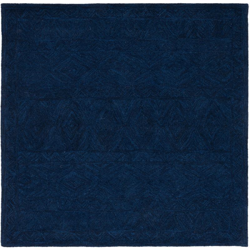 Hand-Tufted Elegance Square Wool Rug in Striking Blue - 6'