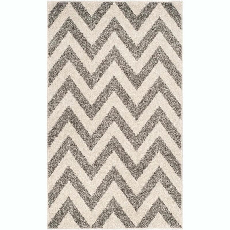 Reversible Chevron Dark Grey & Beige Hand-Knotted Rug