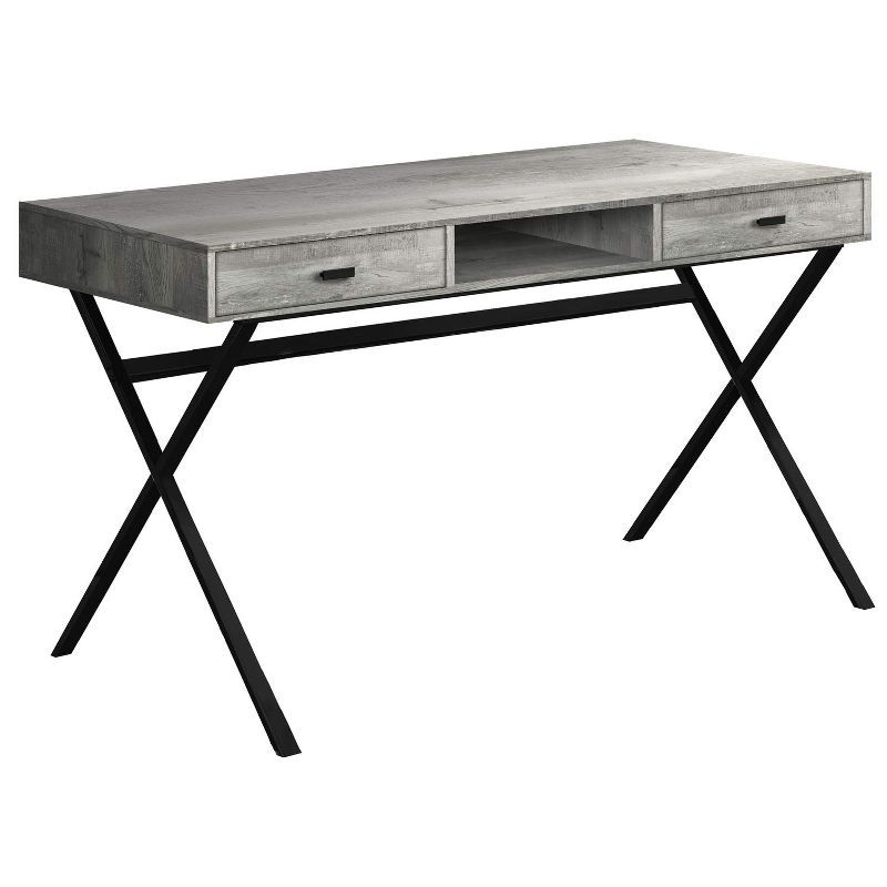 Compact Contemporary 47'' Gray Wood Home Office Desk with Drawers