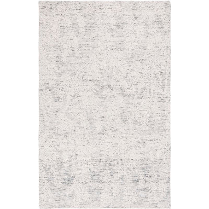 Gray and Ivory Hand-Tufted Wool 4' x 6' Area Rug