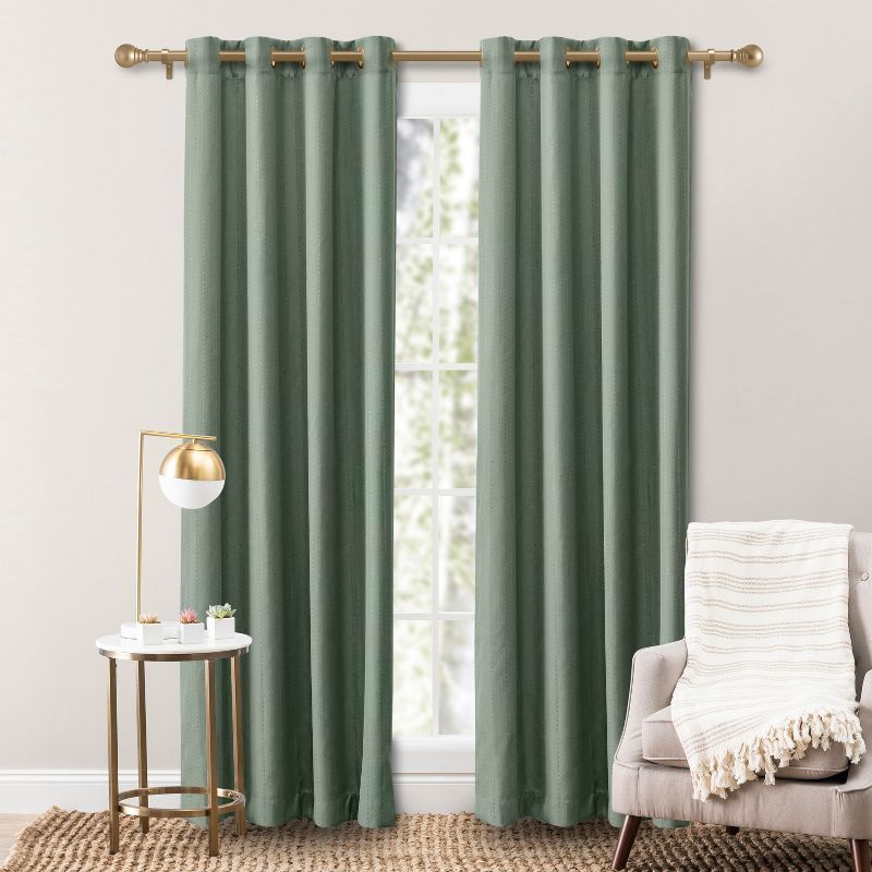 Green Polyester Blackout Grommet Curtain Panel with Wand