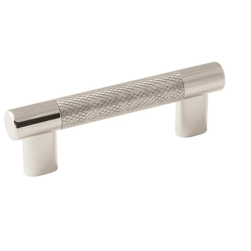 Polished Nickel Steel Cabinet Pull with Mounting Hardware