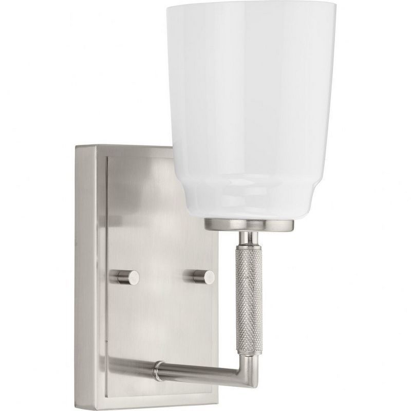 Spenser Brushed Nickel 1-Light Vanity with Opal Glass Shade