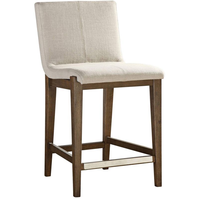 Klemens 26" Walnut Wood and Linen Counter Stool