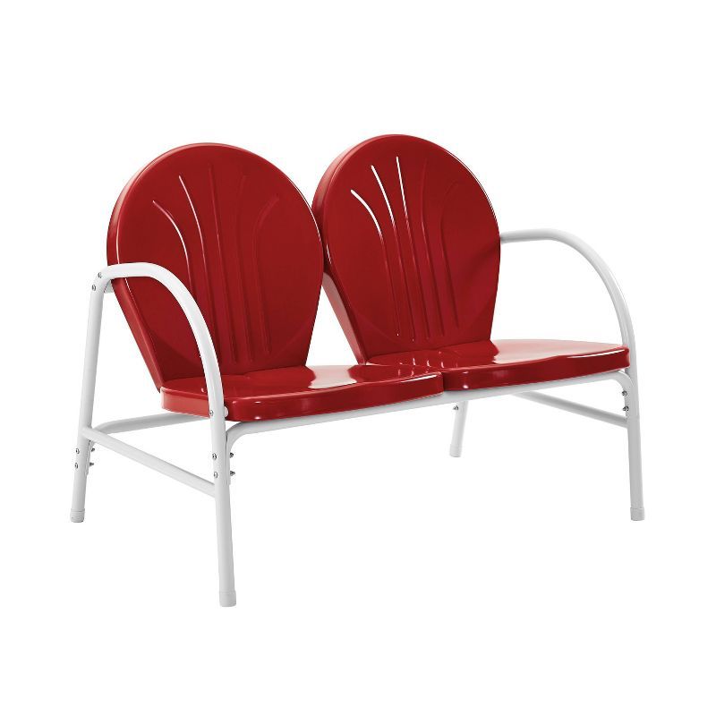 Griffith Red and White Metal Outdoor Loveseat