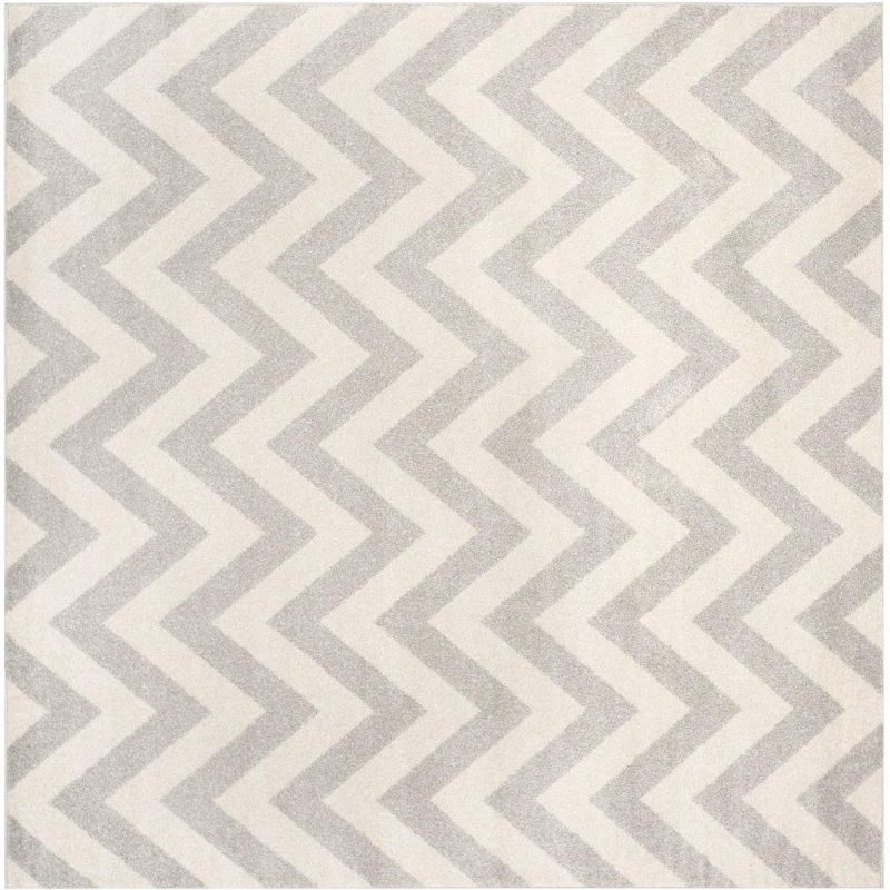 Light Grey and Beige Square Chevron Area Rug