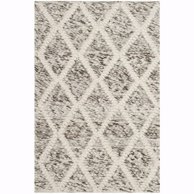 Ivory and Stone Tufted Wool Reversible Rectangular Rug 2' x 3'