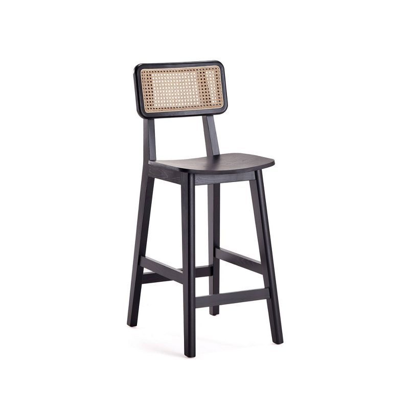 Ash Wood Black and Natural Cane Dining Chair