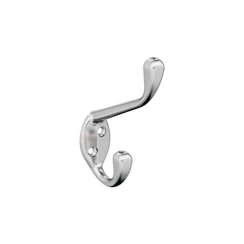 Polished Chrome Double Prong Decorative Wall Hook