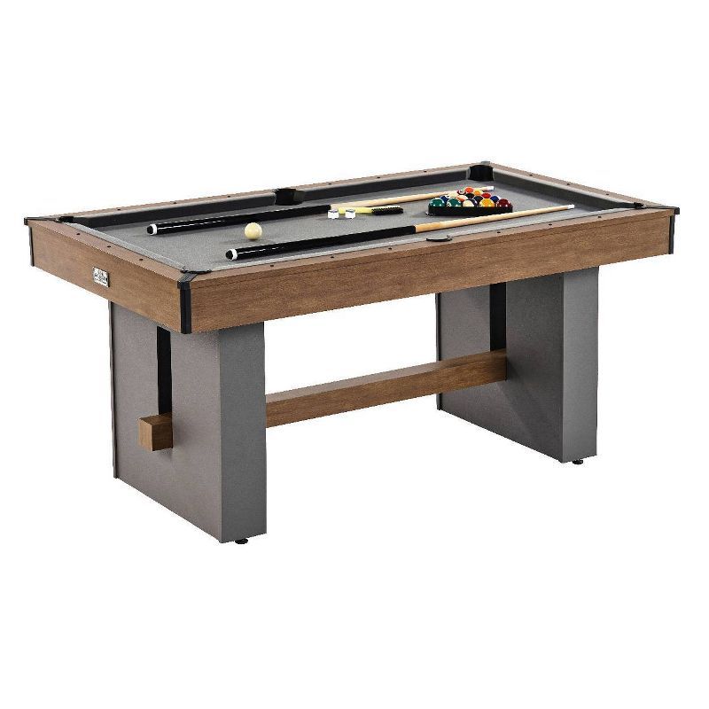 Barrington 5.5' Gray Velvet and Wood Grain Mini Pool Table