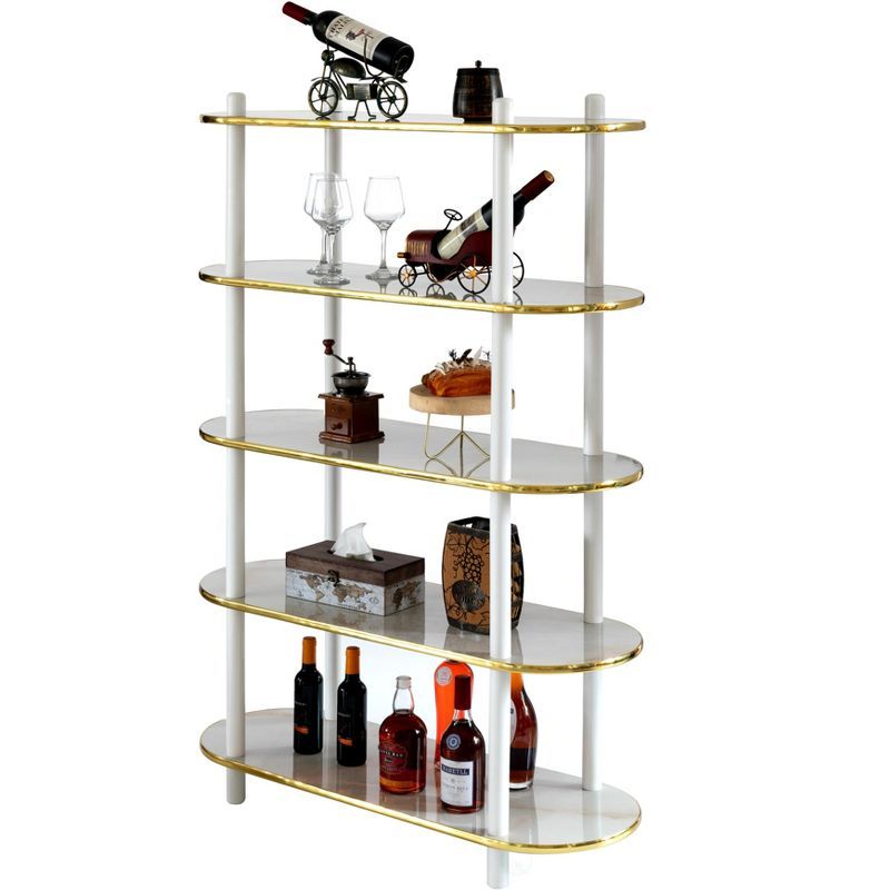 White 40" Contemporary Modern 5-Tier Wood Bookshelf