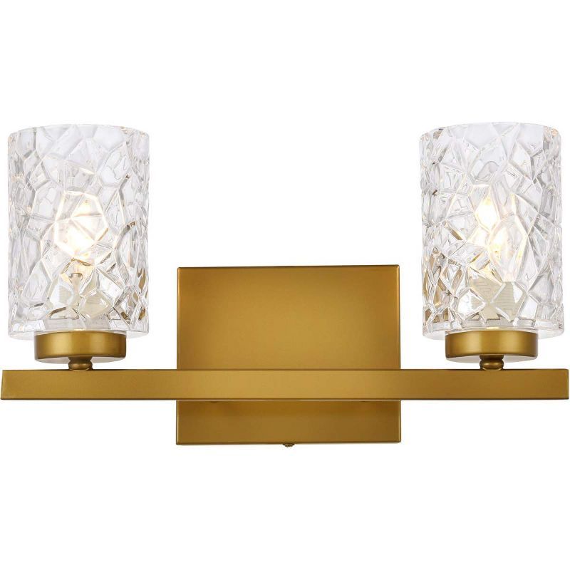 Cassie Brass and Clear Glass 2-Light Dimmable Wall Sconce