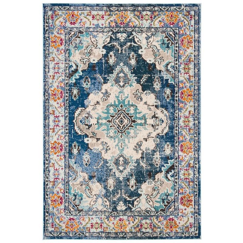 Light Blue Monaco Rectangular Easy-Care Synthetic Area Rug - 5'1" x 7'7"