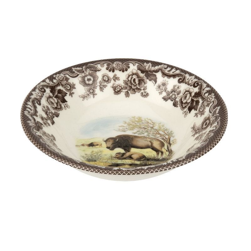 8-Inch French Provincial Ceramic Breakfast Bowl with Graphic Detail