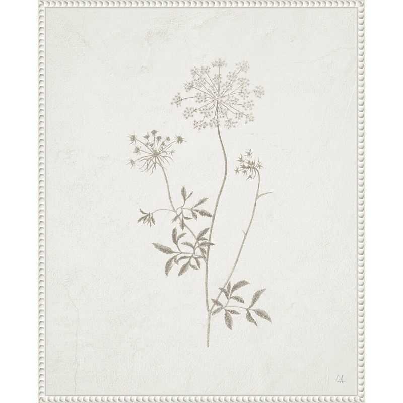 Sylvie Beaded White Framed Botanical Canvas Wall Art