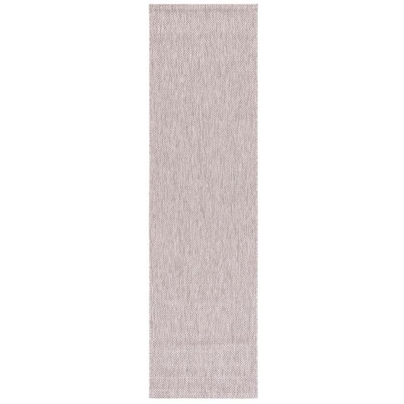 Elegant Beige Synthetic 27'' Indoor/Outdoor Easy-Care Runner Rug