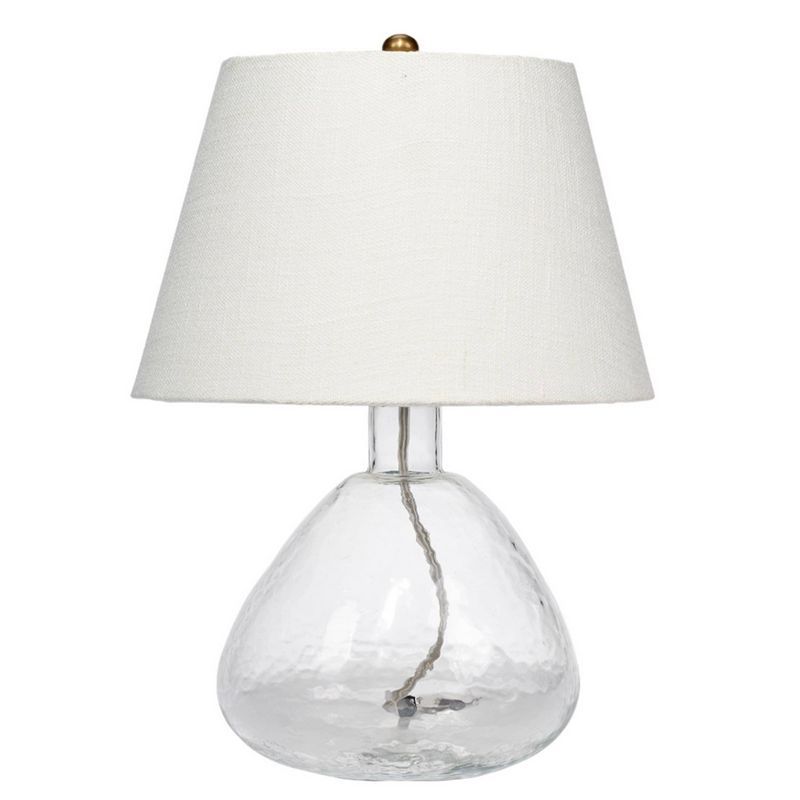 Clear Blown Glass Table Lamp with White Linen Shade