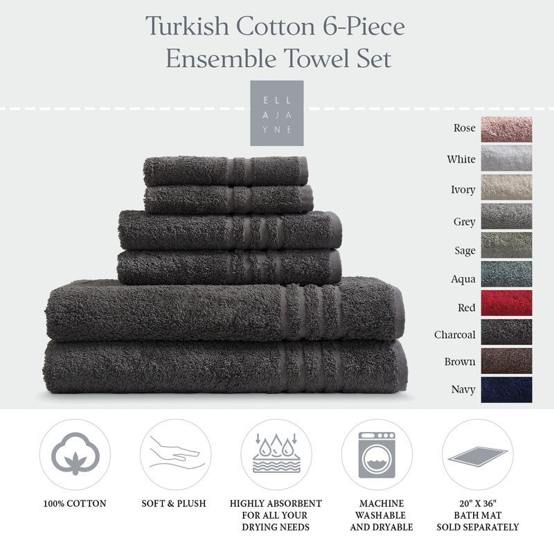 Charcoal Turkish Cotton 6-Piece Towel Set