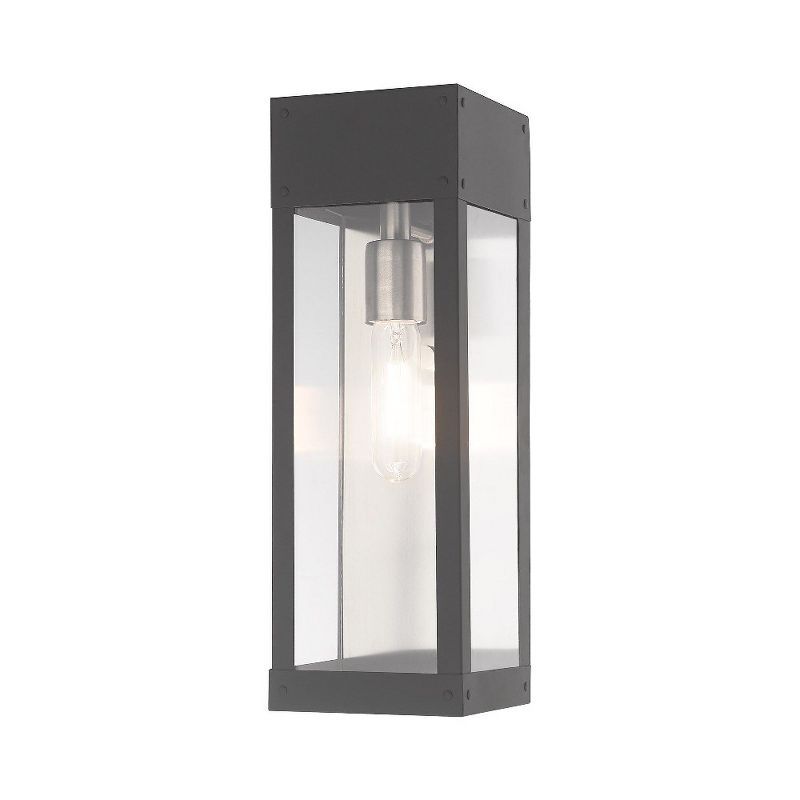 Scandinavian Gray and Black Stainless Steel Outdoor Wall Lantern