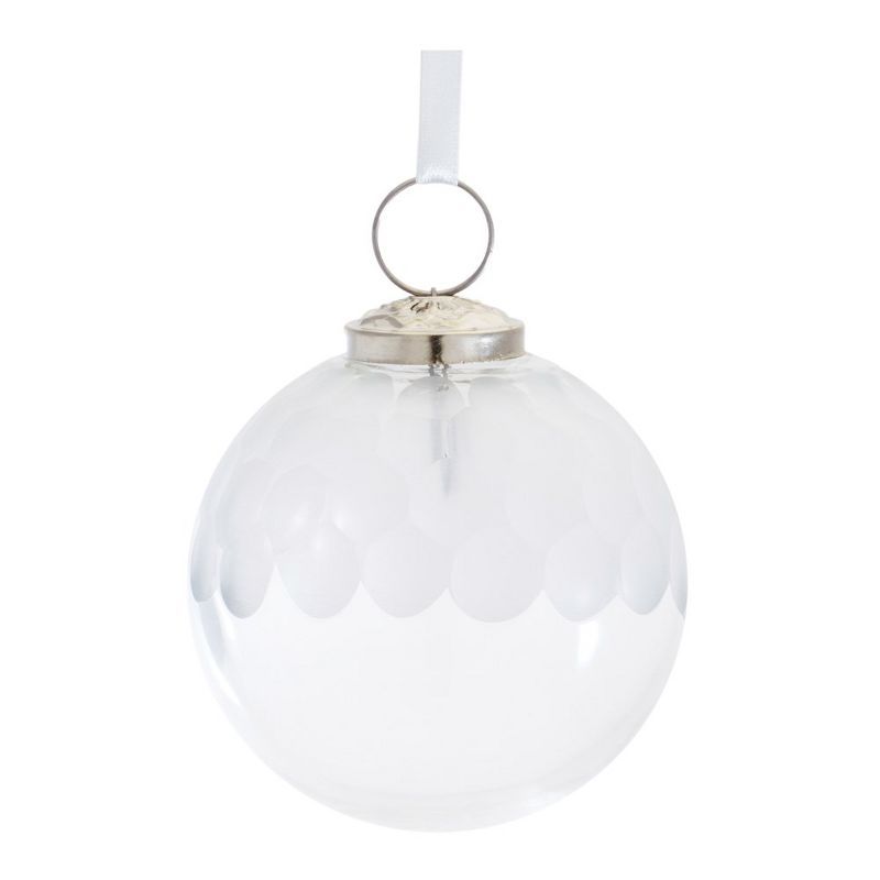 Melrose Clear Glass Etched Ball Ornaments, Set of 6