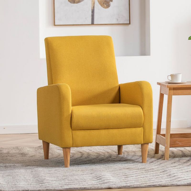 Yellow Rubberwood Upholstered Scandinavian Accent Chair