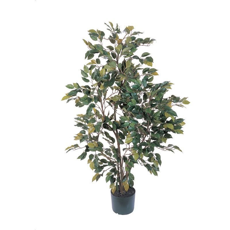 Lush Green Ficus 4ft Silk Floor Plant in Pot with Matted Moss