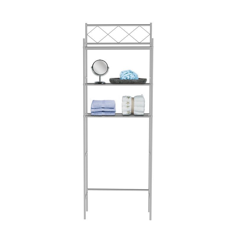 Silver Metal 3-Shelf Over-the-Toilet Storage Organizer