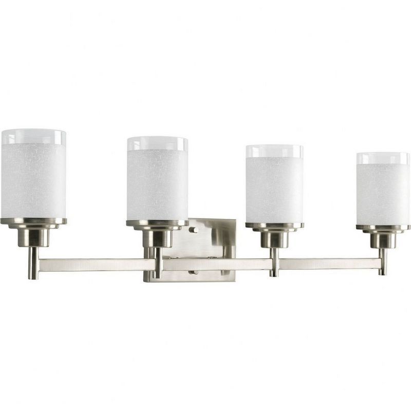 Brushed Nickel Four-Light Cylinder Bath Vanity Fixture