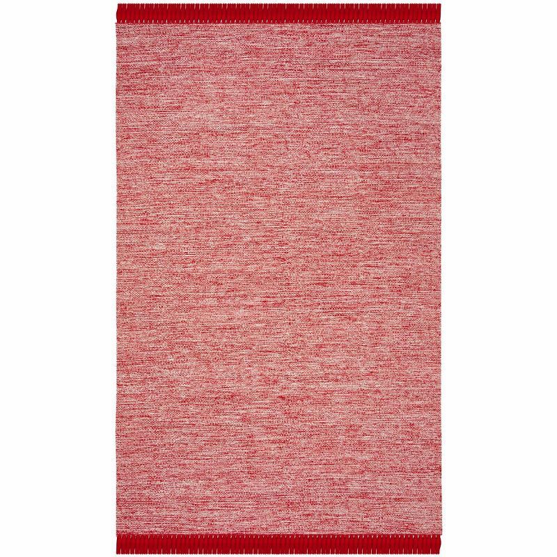 Coastal Charm Red Cotton Flat Woven Handmade Rug, 5' x 8'