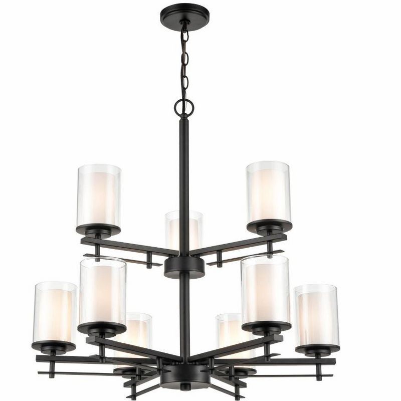 Huderson 29" Matte Black 9-Light Chandelier