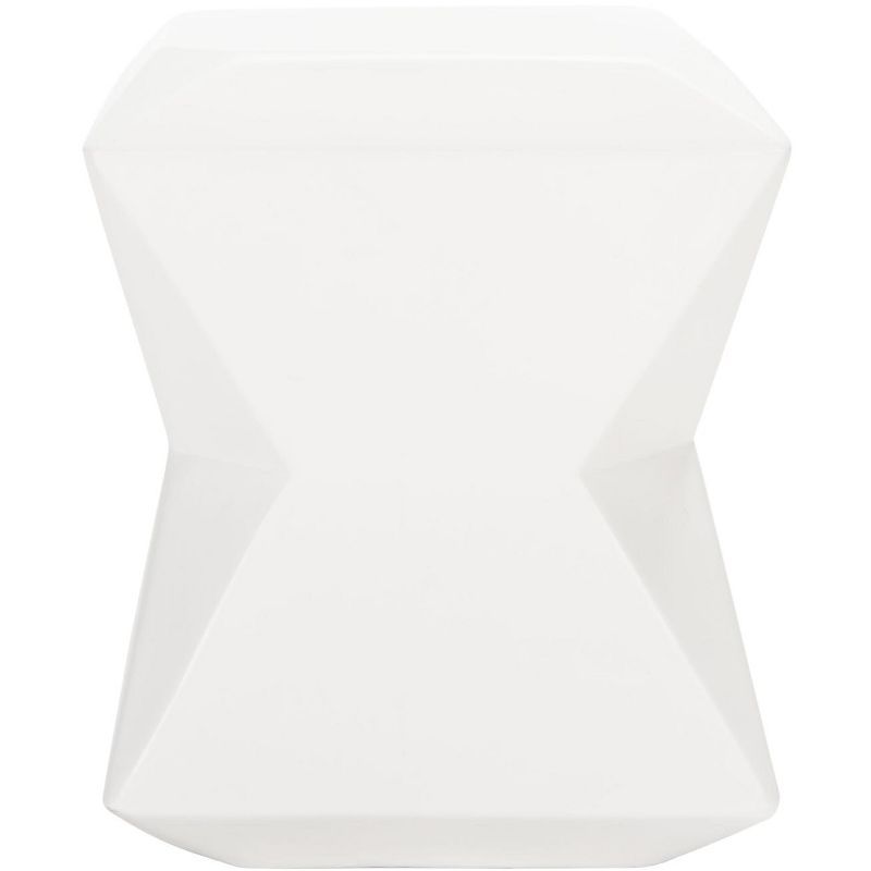 Ivory Concrete Geometric Hourglass Outdoor Accent Stool