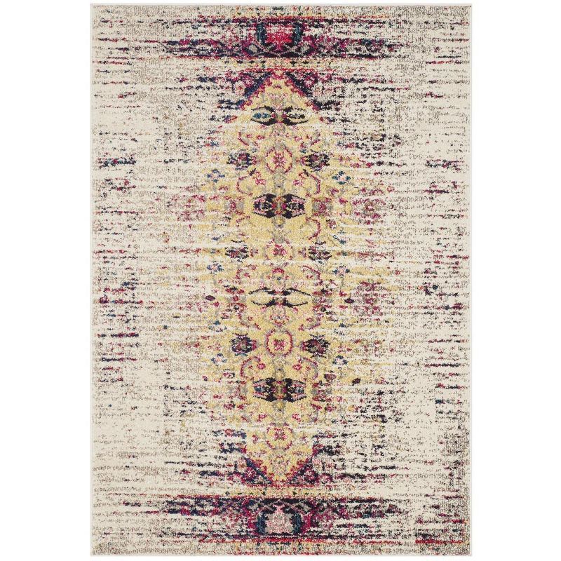 Chic Monaco Ivory/Pink Synthetic 4' x 5'7" Area Rug