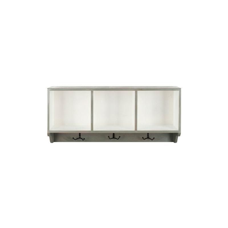 Ash Grey and White Transitional Wooden Wall Shelf with Storage