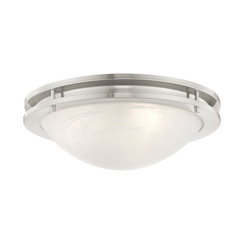 Modern Brushed Nickel 3-Light LED Bowl Flush Mount with White Alabaster Glass