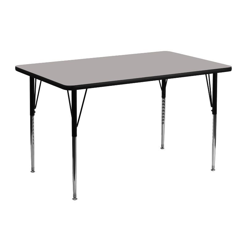 Gray Rectangular Laminate Activity Table with Adjustable Legs