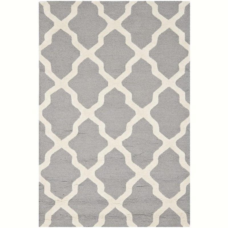 Ivory and Silver Hand-Tufted Wool Area Rug, 3' x 5'