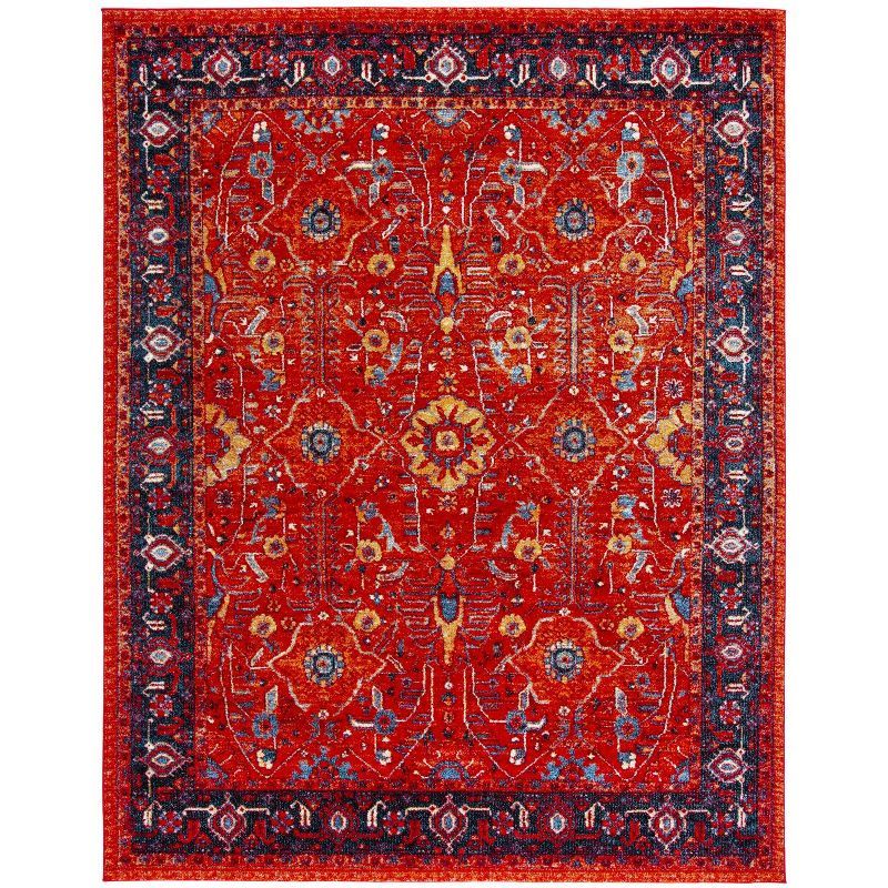 Antique Patina Orange & Navy 8' x 10' Synthetic Area Rug
