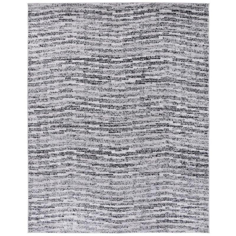 Reversible Black Stripe Synthetic 8' x 10' Rectangular Rug