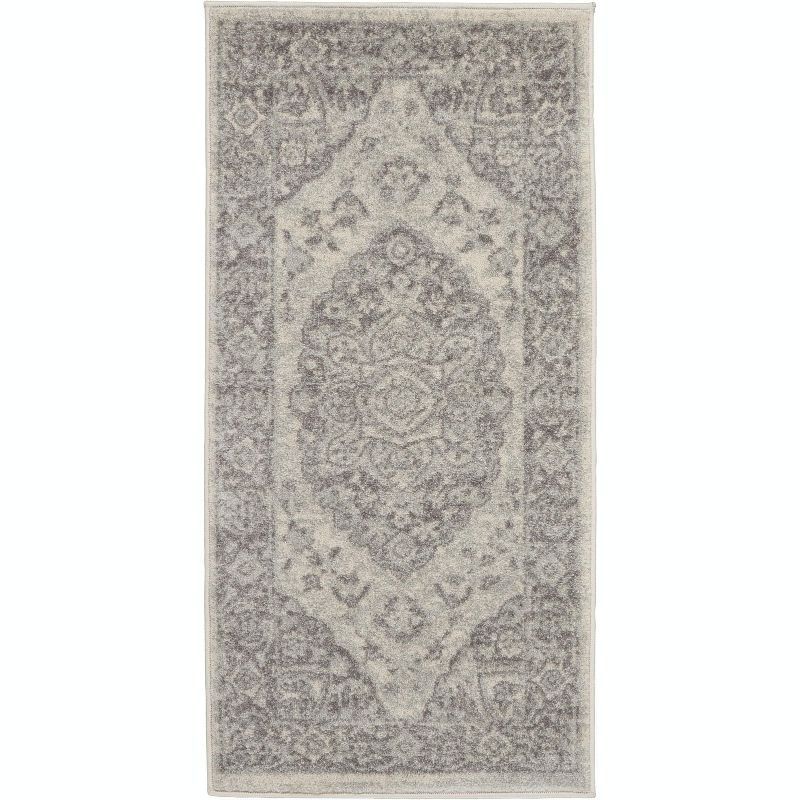 Ivory-Grey Tranquil Medallion 2'x4' Synthetic Area Rug