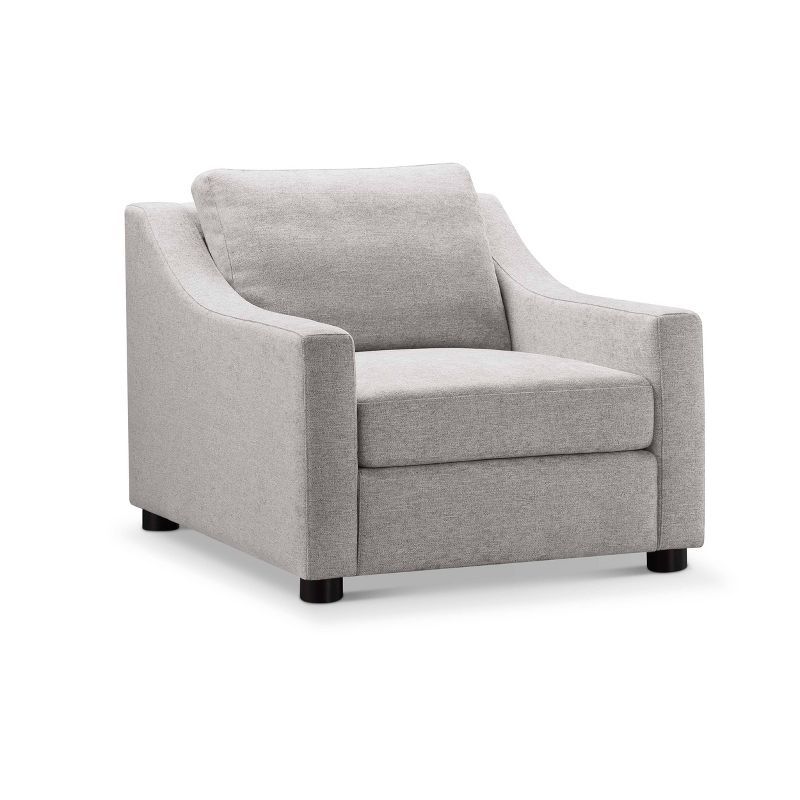 Elegant Transitional Gray Chenille Wood Accent Chair